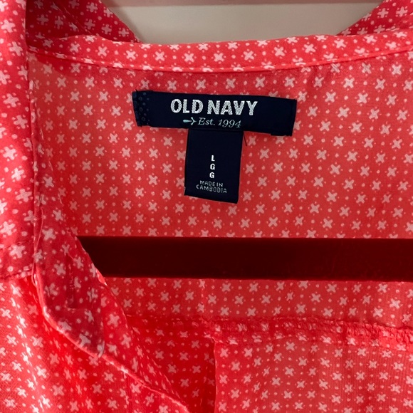 Old Navy Sheer Button Down Blouse Gorgeous Color! - Picture 3 of 7